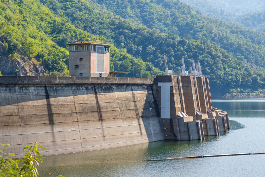 Tak, Thailand – December 24, 2018: Bhumibol Dam with hydroelectr